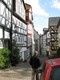 Narrow street of wonky buildings, Marburg.