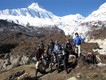 Our group of eight plus sherpas Tanka and Tenzing, with Manaslu in the background, 20/11/09.